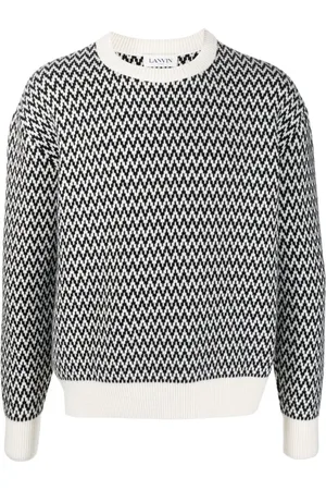 Lanvin Stickade tröjor & koftor, Herr, M, Chevron-Motif Crewneck Jumper
