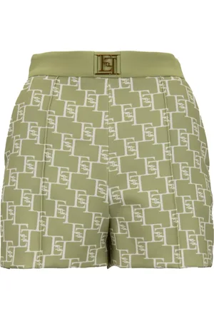 Elisabetta Franchi Shorts, Dam, S, Polyester, Gold Logo Zipper Hook Shorts