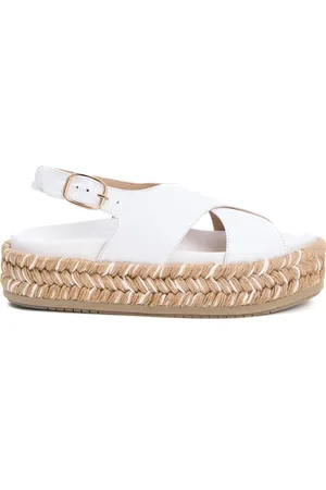 Paloma Barceló Skor, Dam, 40 EU, Läder, Vita kilklackssandaler med repkil