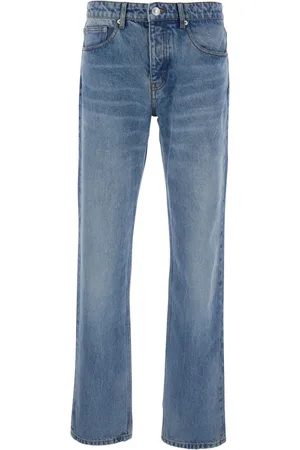 Ami Jeans, Herr, W32, Denim, Blå Denim Jeans med Logotyp Patch