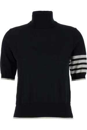 Thom Browne Stickade tröjor & koftor, Dam, S, High Neck 3Stripe Turtleneck