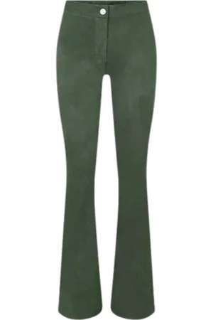 arma leder Byxor, Dam, S, Mocka, Grön Bootcut Mocka Byxor Kvinnor Vintage