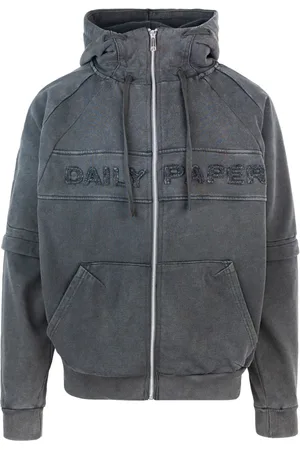 Daily paper Sweatshirts & Hoodies, Herr, L, Bomull, Svart Tröja med Hög Hals och Dragkedja