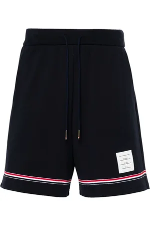 Thom Browne Shorts, Herr, M, Blå jersey shorts med RWB-ränder