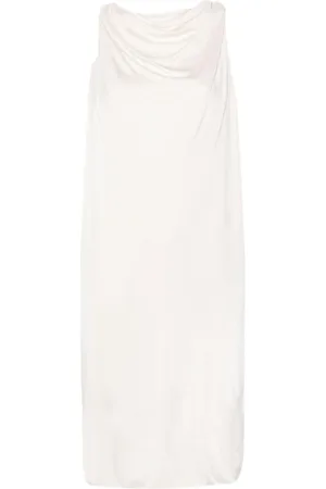 Lanvin Klänning, Dam, S, Rayon, Vit Satinklänning med Drapering