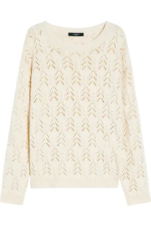 Max Mara Stickade tröjor & koftor, Dam, S, Bomull, Teramo Stickad Tröja