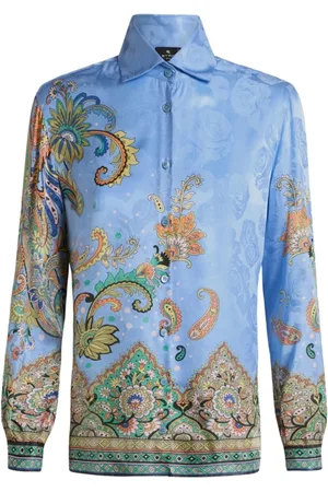 Etro Blusar & Skjortor , Dam, S, Ros Jacquard och Blommig Paisley Skjorta
