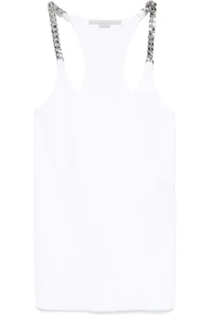 Stella McCartney Topp, Dam, L, Bomull, Vit kedjetrimmad racerback-topp