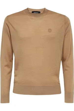 Dsquared2 Stickade tröjor & koftor, Herr, S, Ribbstickad tröja i ull med rund hals
