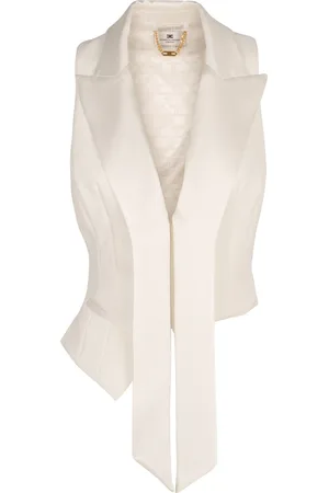 Elisabetta Franchi Jacka, Dam, XL, Polyester, Satin Lapel Single-Breasted Vest