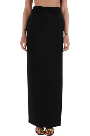 Elisabetta Franchi Kjol, Dam, 2Xl, Polyester, Lång Crêpe Klänning med Satinrosett