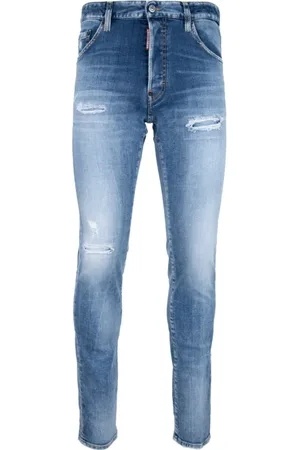 Dsquared2 Jeans, Herr, L, Läder, Jeans med knappar och läderpatch