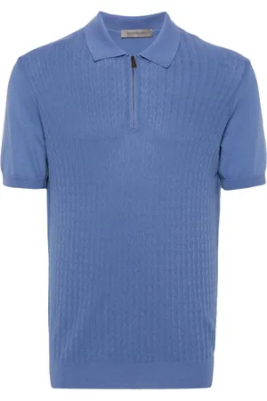 corneliani Topp, Herr, 4Xl, Bomull, Blå Casual Polo Skjorta