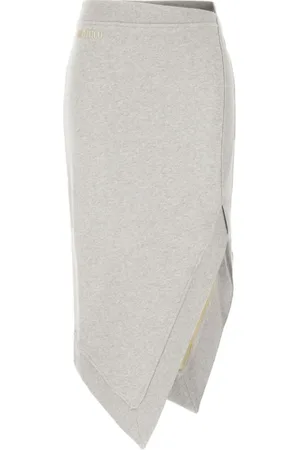 The Attico Kjol, Dam, S, Bomull, Grå Slip-On Asymmetrisk Fållkjol