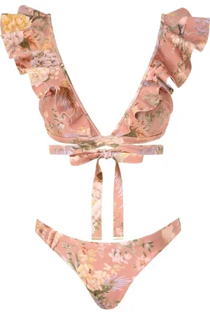 ZIMMERMANN Badkläder, Dam, S, Tropisk Oasis Rosa Baddräkt