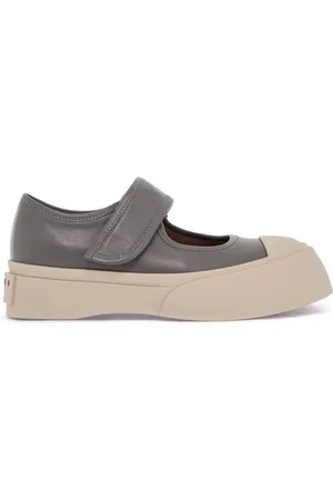 Marni Skor, Dam, 40 EU, Läder, Grå lädersneakers med kardborreknäppning