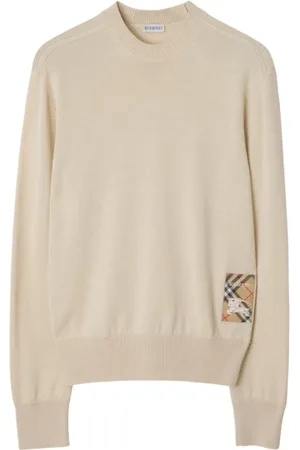 Burberry Stickade tröjor & koftor, Herr, L, Tröja med rund hals och logotyp från