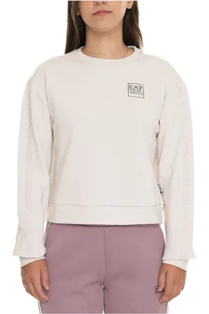 EA7 Sweatshirts & Hoodies, Dam, L, Bomull, Rundhalsad sweatshirt med sidologga