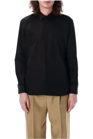 Saint Laurent Skjorta, Herr, 2Xl, Bomull, Svart Poplin Slim Fit Skjorta