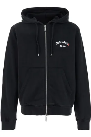 Dsquared2 Sweatshirts & Hoodies, Herr, L, Bomull, Hooded Zip Sweatshirt with Logo