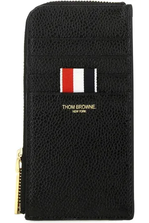 Thom Browne Accessoarer, Dam, ONE Size, Läder, Svart Läder Myntbörs
