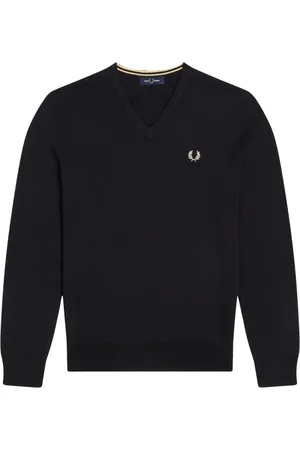 Fred Perry Stickade tröjor & koftor, Herr, S, Bomull, V-ringad tröja