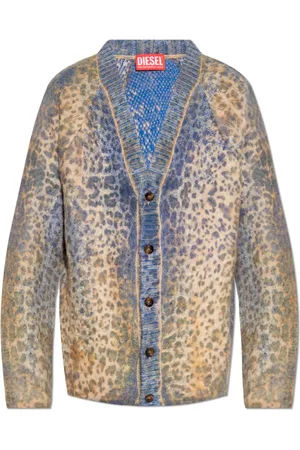 Diesel Stickade tröjor & koftor, Herr, XS, Cardigan med djurmotiv