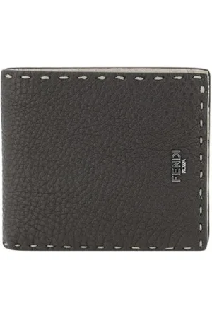 Fendi Accessoarer, Herr, ONE Size, Läder, Kornat Läder Bifold Plånbok med Sömmar