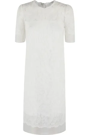 ERMANNO SCERVINO Klänning, Dam, XS, Polyester, Vit Midi Klänning med All-Over Brodyr