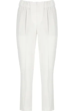 Brunello Cucinelli Byxor, Dam, M, Silk Blend Cropped Byxor