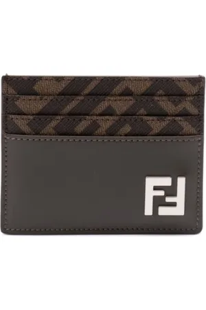 Fendi Accessoarer, Herr, ONE Size, Brun Plånbok med Olivgröna Accenter