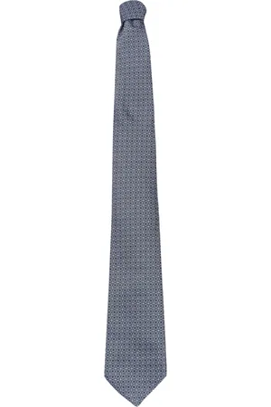 Lanvin Accessoarer, Herr, ONE Size, Blå Slips i Silk Faille med Mikroblommor