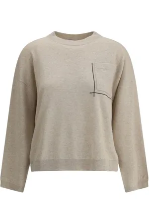 Brunello Cucinelli Stickade tröjor & koftor, Dam, S, Jewel-Embellished Wool Sweater