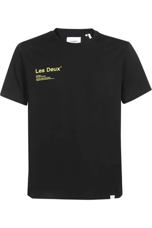 Les Deux Topp, Herr, S, Bomull, Brody Crew-Neck T-shirt med tryck på ryggen