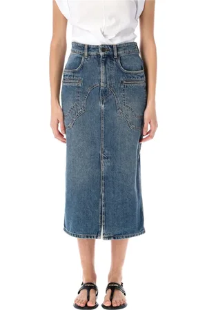 Isabel Marant Kjol, Dam, S, Denim, Blå Denim Midi Kjol med Fickor