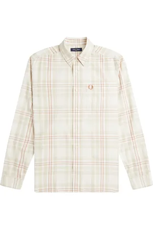 Fred Perry Skjorta, Herr, XL, Bomull, Rutig Tartanskjorta med Lång Ärm