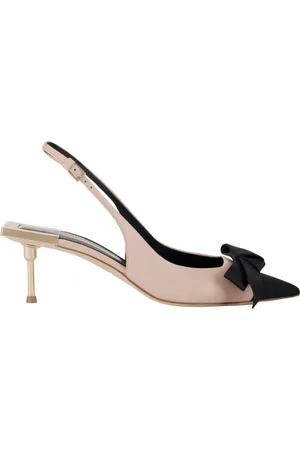 Elisabetta Franchi Skor, Dam, 38 EU, Läder, Slingback pumps med rosettdetalj