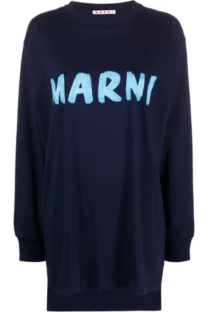 Marni Topp, Dam, S, Bomull, Ink Stickad Långärmad Topp