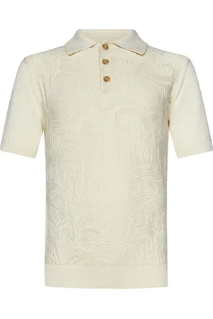 Etro Topp, Herr, XL, Bomull, Vintage Vit Pikétröja med Paisleymönster