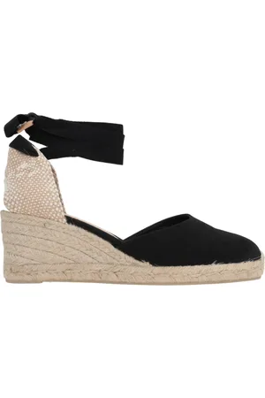 Castaner Skor, Dam, 37 EU, Läder, Svarta espadriller i canvas med knytband runt ankeln