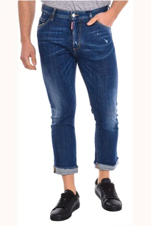 Dsquared2 Jeans, Herr, S, Bomull, Raka Långbyxor med Rak Passform