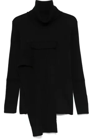 YOHJI YAMAMOTO Stickade tröjor & koftor, Herr, M, Svart Panelad Ulltröja