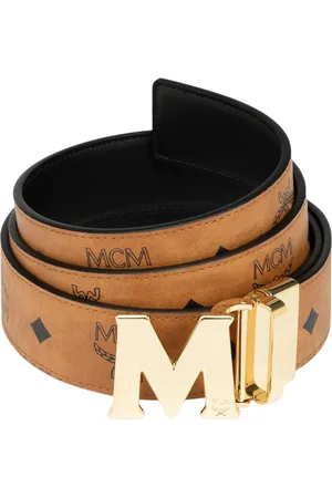 MCM Accessoarer, unisex, ONE Size, Läder, Vändbar bälte Claus M i Visetos, 3,8 cm