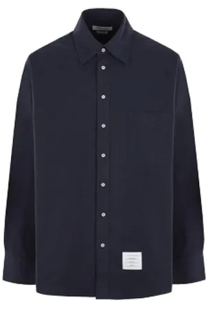 Thom Browne Skjorta, Herr, S, Bomull, Oversize Flanellskjorta med Logotypetikett