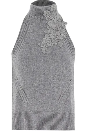 ERMANNO SCERVINO Stickade tröjor & koftor, Dam, M, Floral Spets Ärmlös Topp