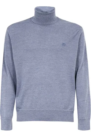 Etro Stickade tröjor & koftor, Herr, 2Xl, Ribbstickad polotröja i jungfruull