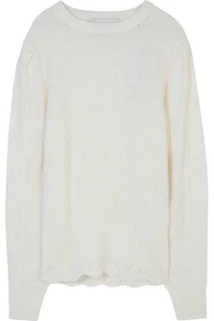 Silvian Heach Stickade tröjor & koftor, Dam, M, Nylon, Rundhalsstickad tröja med ärmdekorationer