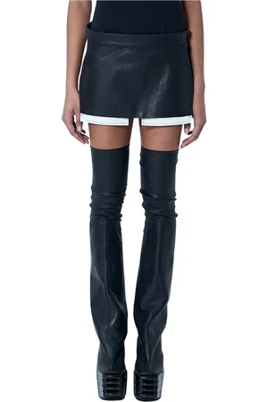 Rick Owens Kjol, Dam, XS, Läder, Slät läder minikjol med fickor
