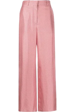 Lanvin Byxor, Dam, S, Geometriskt mönstrade vida silkebyxor