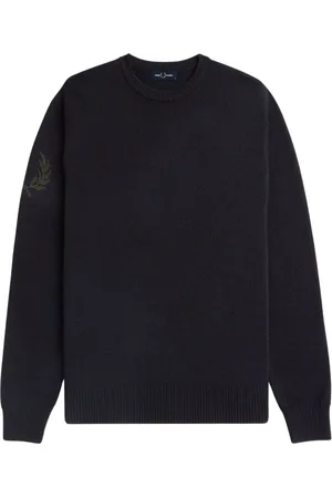 Fred Perry Stickade tröjor & koftor, Herr, L, Nylon, Laurel Wreath Merinoulltröja